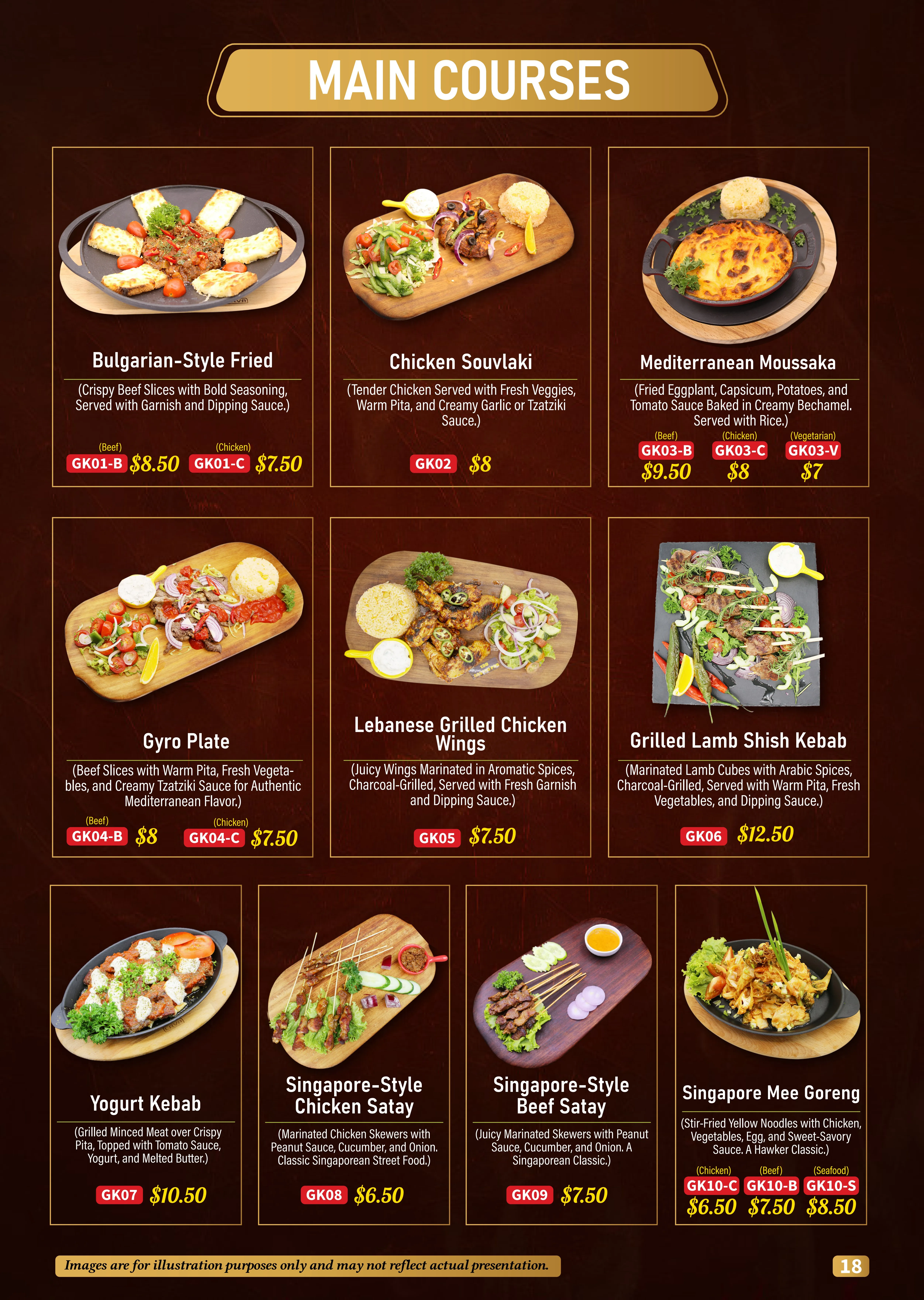 Main Courses Menu 1